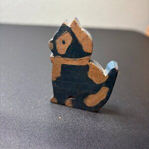 Antique Primitive Handmade Wooden Cat Wedge Door Stop